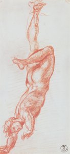 Study of a Man Nude Suspended by His Right Leg